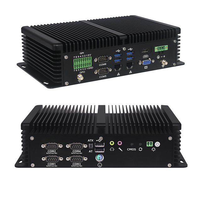 Intel I5/I7 Fanless Industrial Mini PC Aluminium 2 LAN 6 COM Firewall Server Chassis PC GPIO Industrial Computer for Edge Data