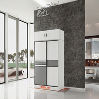 Armoire moderne en bois, penderie blanche, meuble de rangement pour vêtements, grande capacité, autoportante, portes coulissantes pour chambre à coucher