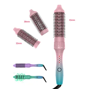 2 in 1 seramik ısıtmalı saç kıvırmak fırça saç kıvırma fırçaları kıvırmak tanımlayan fırça hacmi için Styling