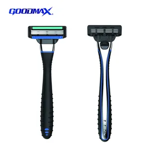 GoodMax High Quality Portable Metal Handle Shaving Razor Private Label Triple Blade Safety Razor