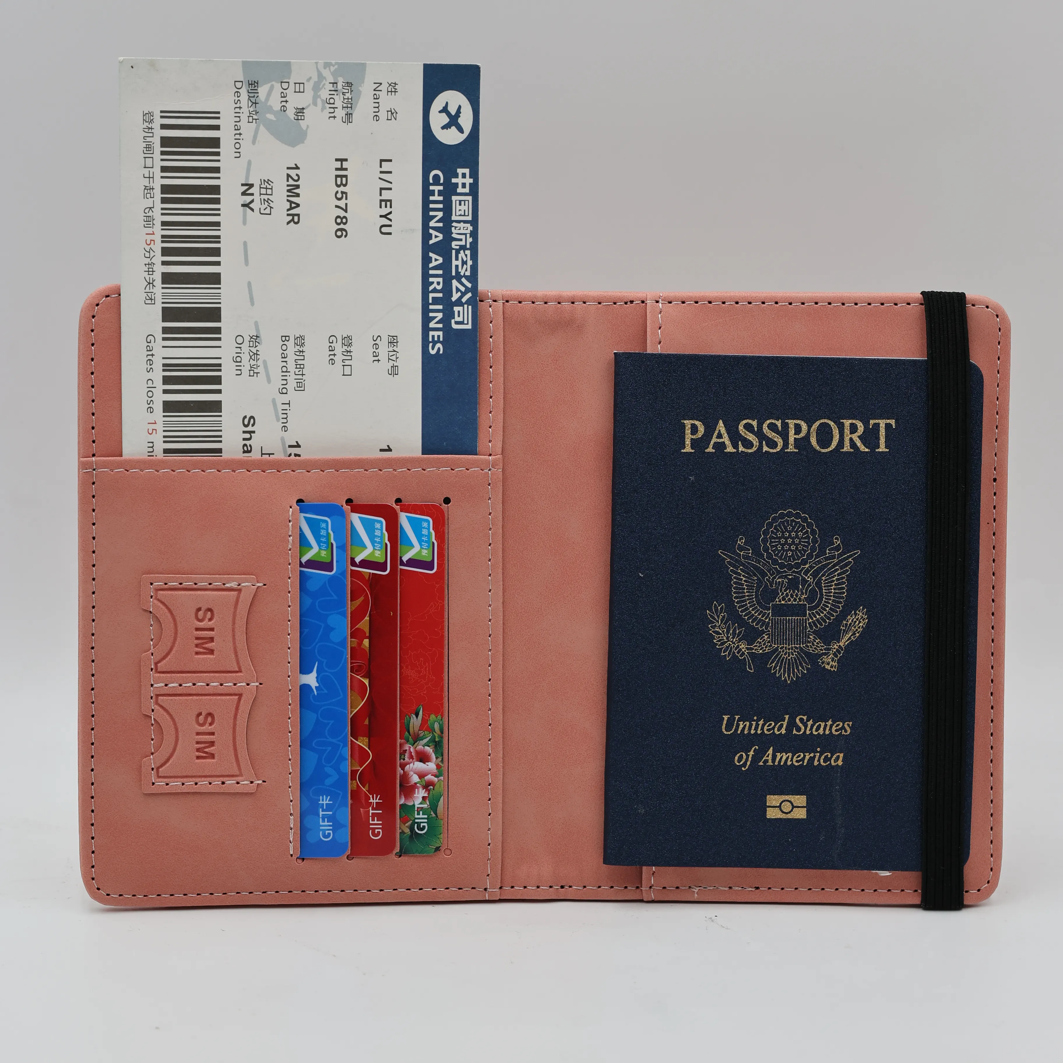 Estuche para pasaporte con logotipo de EE. UU., bolsa con certificado de sensación de piel, portabilidad, soporte para pasaporte de PU, protector de pasaporte de cuero para viajes de América