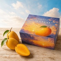 Boîte cadeau rigide personnalisée pour emballage de mangues de qualité supérieure, avec couvercle et base à motif peinture à l'huile coucher de soleil, vente en gros