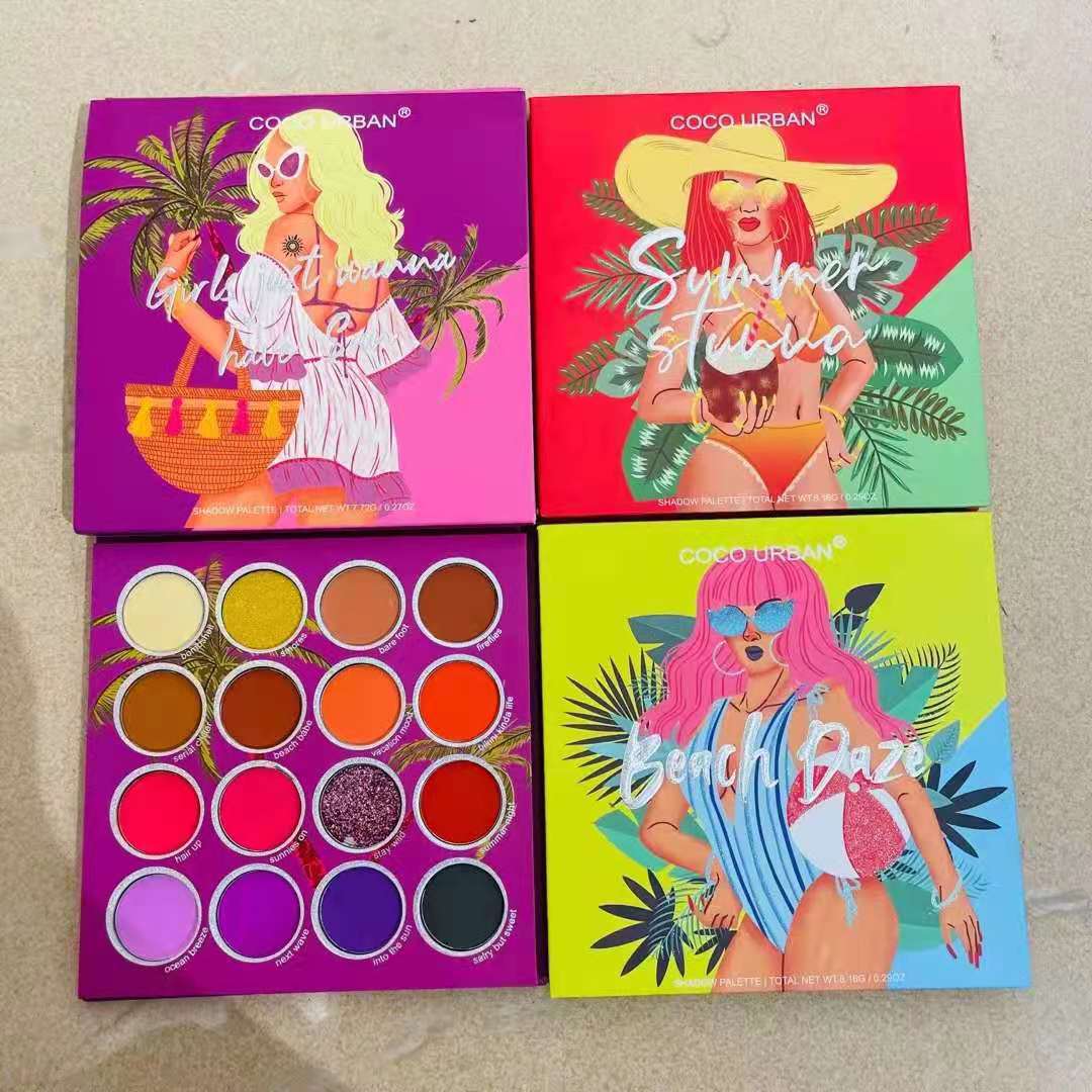Makeup Shimmer Vegan Palette Carnival Beach Bikini Girl 16 Colors Matte Eye Shadow