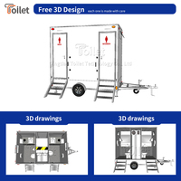 Remorque WC Portable Moderne à Deux Cabines – Toilettes Mobiles pour Événements Hôteliers, Festivals, Chantiers et Commandes B2B