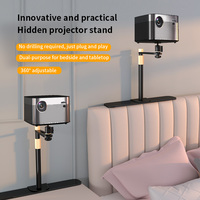 HEYU PB06L Support mural dissimulé sans perçage pour projecteur de chevet, rotation à 360°, réglage d'angle à 90°, charge de 5 kg
