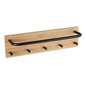 Holz Wand Bad Mantel Handtuch Haken Lagerung Organizer Rack