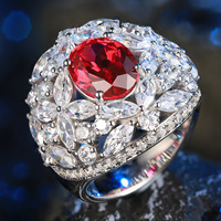 MUSHAN Jewelry Factory Pierres précieuses de laboratoire cultivées en laboratoire Argent 925 - Ensemble de rubis sang de pigeon Pierre principale luxueusement incrustée