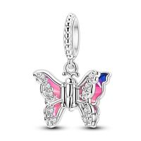 Nuevo Juego de Dijes de Plata S925 con Baño de Oro y Circonitas en Forma de Corazón para Pulseras DIY, Dijes para Niños