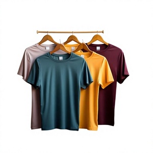 Men's Regular Fit Drop Shoulder T-shirt 100% Cotton Moisture Wicking Knitted Solid Crew Neck <b>Short</b> <b>Sleeve</b> Eco-Friendly - Product Image 2