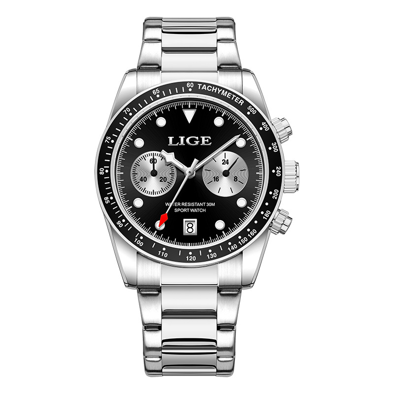 TAXAU Orologio Uomo Acciaio Inox Multifunzione – Impermeabile 30 ATM, Cronografo, Data Luminosa, Regalo Di Lusso (42mm) - 3