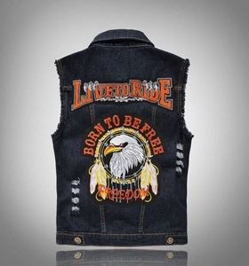 Chaquetas de estilo vintage Azteca para <span class=keywords><strong>hombre</strong></span>, Chaquetas vaqueras sin mangas estampadas, <span class=keywords><strong>chaleco</strong></span> vaquero de calle alta, venta al por mayor de Otoño de 2023 - Product Image 1