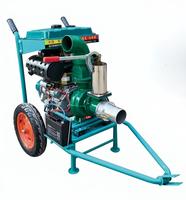 Pompe à eau diesel sur chariot à main de 6 pouces à grand débit, avec cadre en acier et roues pneumatiques, pour irrigation de champ et drainage d'urgence