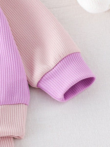 Conjunto de dos piezas para niñas, sudadera de manga larga con retazos de color albaricoque y pantalones, ropa para niñas de 0 a 3 años - Product Image 3