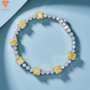 Moda mujer 925 plata esterlina moissanita joyería chapado en oro Amarillo Blanco piedra preciosa diamante pulsera perla piedra collares - Product Image 3