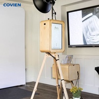 Kiosque photo vintage double face pour iPad, en bois rustique, pour mariages, fêtes et événements, impression en libre-service