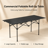 Tragbarer Extra Langer Klappbarer Metall-Eierrolltisch für Outdoor-Camping, Picknick, Familie & Kommerziellen Nachtmarktgebrauch