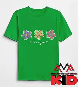 T-shirt vert court imprimé régulier (imprimé graphique) décontracté/streetwear/maillots de bain vietnamien col rond (col rond) - Product Image 4