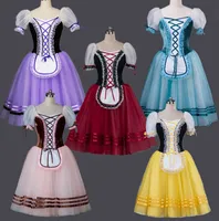 Robe de tutu de danse classique rouge Giselle pour filles, en polyester, manches courtes, costume de scène