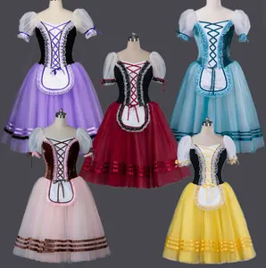 <span class=keywords><strong>Vestido</strong></span> Tutú de <span class=keywords><strong>Ballet</strong></span> Rojo Giselle para Niñas, Material de Poliéster, Manga Corta, Disfraz para Actuación en Escenario - Product Image 1