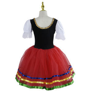 Vestito Tutu da balletto rosso per ragazze ginnastica body bianco <span class=keywords><strong>abiti</strong></span> da balletto lunghi per ragazze Costume da ballo principessa Ballerina abito da compleanno - Product Image 2