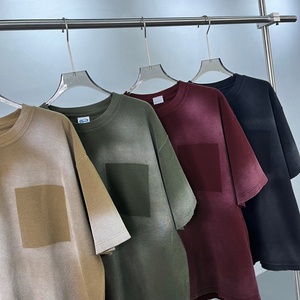 เสื้อยืดทรงบ็อกซี่ แขนเสื้อแบบดรอปไหล่ ผ้าคอตตอนผสม เนื้อผ้าวาฟเฟิลทอแบบหนา 325gsm ทรงโอเวอร์ไซส์ สไตล์ไฮสตรีท  แบบเรียบๆ สำหรับสกรีนลาย - Product Image 5