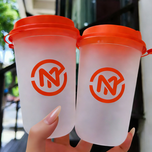 Copos Plásticos Descartáveis Personalizados com Logo Tampa Transparente em Forma de U 6/8/9/16/24/32oz Copos Foscos de Parede Única para Sobremesa Café para Chá com Leite - Product Image 2