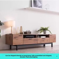 Meuble TV et table basse multifonctionnel en bois massif, style industriel nordique, pour petit appartement, salon