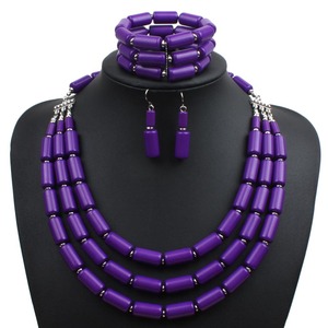 Conjunto <span class=keywords><strong>de</strong></span> Collar y Pulsera <span class=keywords><strong>de</strong></span> Cuentas Nigerianas al por Mayor, Conjunto <span class=keywords><strong>de</strong></span> Collar Africano Indio <span class=keywords><strong>de</strong></span> Cuentas <span class=keywords><strong>de</strong></span> Coral Tradicionales para Mujer para Boda - Product Image 4