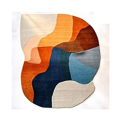 พรมปูพื้นขนสัตว์แบบทำมือสไตล์โมเดิร์นดีไซน์เรขาคณิตสีสันสดใสสำหรับการรับประทานอาหารชุดกองสูงทำด้วยมือ - Product Image 2