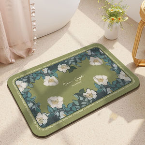 Tapis absorbant pour salle de bain, tapis absorbant en terre de diatomée, paillasson vert pour entrées de salle de bain et de cuisine, antidérapant pour salle de bain - Product Image 1