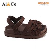 Sandales à plateforme pour filles avec bride cheville, décor fleur 3D, pour tout-petits, sangle réglable auto-agrippante, légères en PVC soufflé, printemps-été
