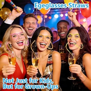 Bicchieri con Cannuccia Divertenti, Occhiali con Cannuccia Riutilizzabili per Feste, Riunioni Annuali, Compleanni - Product Image 5