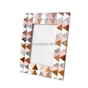 Indian top selling bone and resin inlay blue white and black picture frame photo frame