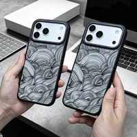 Coque de téléphone portable iPhone18p à rayures animalières noir et blanc |   Coque de protection anti-empreintes digitales et anti-rayures en verre de dureté 9H