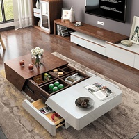 Meubles de salon, table basse extensible multifonctionnelle en bois, style nordique moderne et luxueux