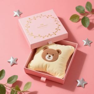 Boîte d'emballage de coussin pour bébé élégante, écologique, en carton rigide biodégradable, avec lamination mate et éponge - Product Image 4