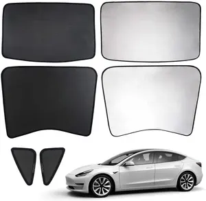 2022 novo modelo 3 carro pára-sol para teto solar, guarda-sol para refrescante tesla modelo 3 com uv/calor filme isolante 6 pçs/set