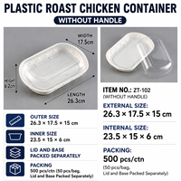 Conteneur d'emballage jetable pour poulet rôti avec couvercle transparent anti-buée pour poulet entier, canard rôti et poulet frit