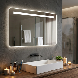 2025 European Style Bathroom <b>Mirror</b> Modern Rectangular <b>Wall</b> Mounted Aluminum Alloy <b>LED</b> Illuminated Touch Switch Trending - Product Image 3