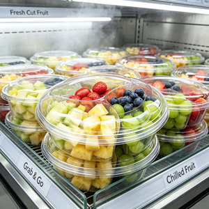 3 Compartment Clear PET Plastic Bowl with Lid BPA Free <b>Disposable</b> Food Container for Supermarket Fruit Salad <b>Platter</b> Custom Logo - Product Image 4