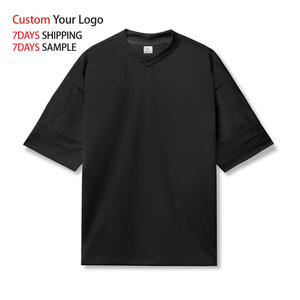 T-shirt de sport de luxe vierge 100 % coton de haute qualité, respirant, noir uni, personnalisable, coupe ample, pour homme, 300-400 g/m² - Product Image 4