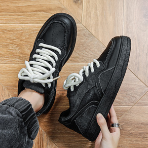 Nouvelles Chaussures Décontractées Basses à Semelle Épaisse pour Hommes, Style Sportif, pour Étudiants, Résistantes à l'Usure, Noires, Tendance, pour la Marche - Collection Automne - Product Image 4