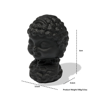 <span class=keywords><strong>Statuette</strong></span> de Bouddha chinoise de style <span class=keywords><strong>zen</strong></span> en obsidienne noire mate givrée, ornement en cristal sculpté pour la paix et la protection - Product Image 2