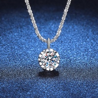 Collier en argent 925 le plus vendu avec pendentif Moissanite étincelant en forme de couronne, Moissanite couleur D, chaîne torsadée, style luxe léger