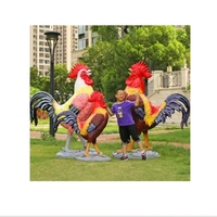 Estatua realista de escultura de fibra de vidrio personalizada de gallo de decoración de granja en stock