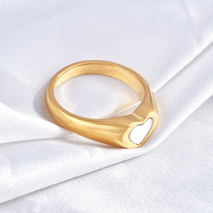 ファッションブラックハート型18K金メッキステンレスリング女性用卸売 - Product Image 3