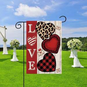 Jardin double face pour la Saint-Valentin pour Amazon New Outdoor Courtyard Plaid Love Logo Digital Printing Party Polyester Silk - Product Image 1
