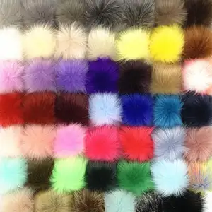 Hat Accessories 12cm 15cm raccoon faux fur pom poms fake fur pompom balls for hat