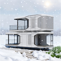 Système de maison capsule spatiale à double étage de luxe, hôtel mobile de plage, maison d'hôtes, conteneurs habitables, supermarché, immeuble de bureaux, magasin en acier