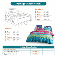 Parure de lit imprimée en microfibre brossée 3 pièces motif floral botanique, tailles Queen, King, Twin, avec taies d'oreiller, personnalisable OEM pour usage hôtelier, 300TC